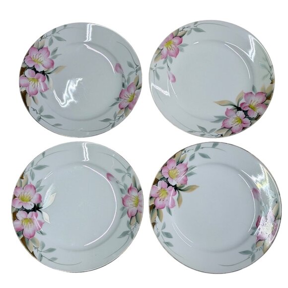 VTG Noritake Azalea Dinner Plates Set of 4 - 8.5" Pink Floral Gold Trim Elegant - Picture 1 of 7